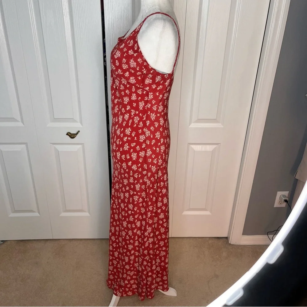 Réalisation Par Red Floral Silk Slip Dress – Women’s Large - Picture 8 of 9